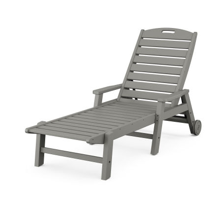 Nautical Chaise with Arms & Wheels in Slate Grey