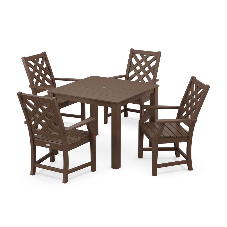 POLYWOOD Wovendale 5-Piece Parsons Dining Set in Mahogany