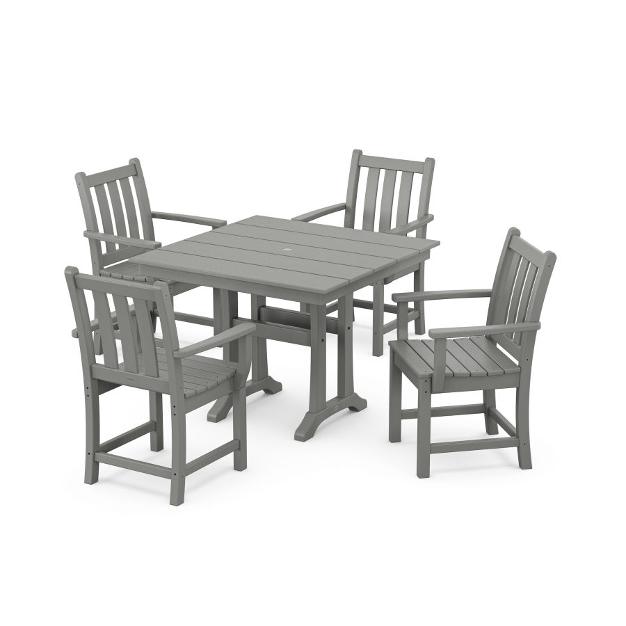 POLYWOOD Traditional Garden 5-Piece Farmhouse Dining Set With Trestle Legs