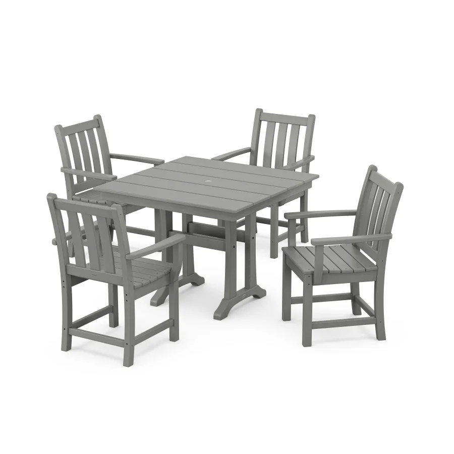 POLYWOOD Traditional Garden 5-Piece Farmhouse Dining Set With Trestle Legs