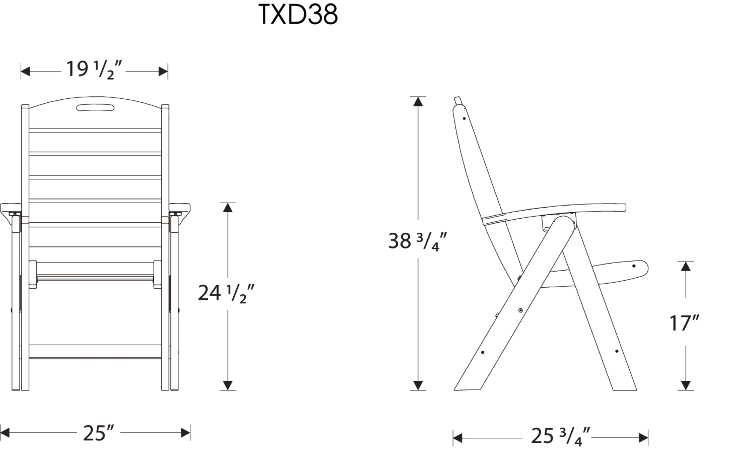 Dimensions for Yacht Club Highback Chair