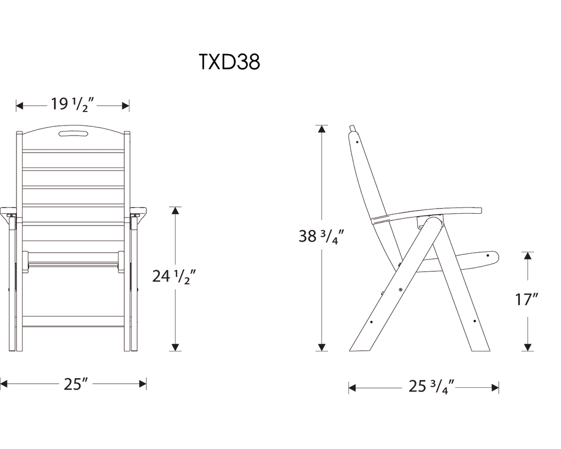 Dimensions for Yacht Club Highback Chair