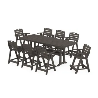 POLYWOOD Nautical 9-Piece Counter Set with Trestle Legs in Vintage Finish