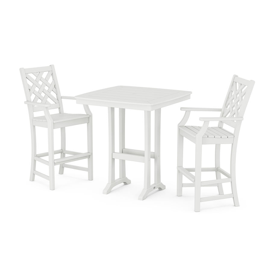 POLYWOOD Wovendale 3-Piece Bar Set in White