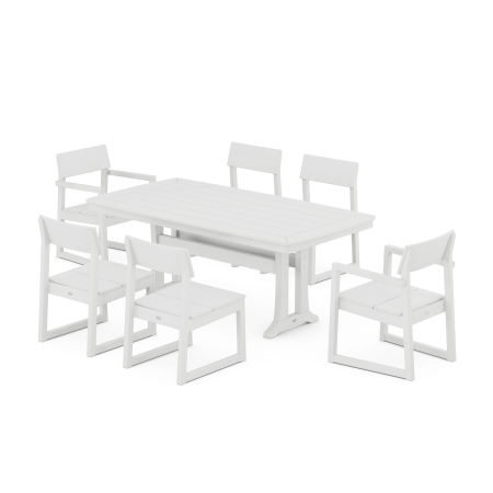 POLYWOOD EDGE 7-Piece Dining Set with Trestle Legs in White