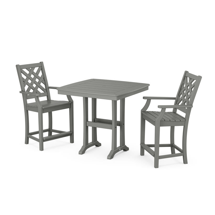 POLYWOOD Wovendale 3-Piece Counter Set with Trestle Legs