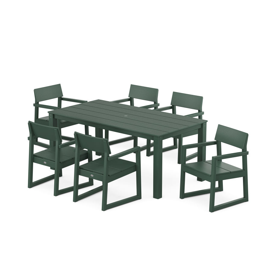 POLYWOOD EDGE Arm Chair 7-Piece Parsons Dining Set in Green