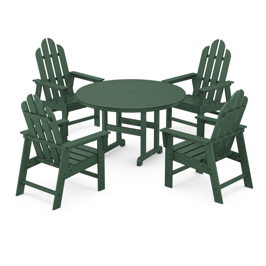 POLYWOOD Long Island 5-Piece Round Farmhouse Dining Set in Green