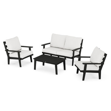 Grant Park 4-Piece Deep Seating Chair Set in Black / Natural Linen
