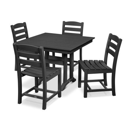 La Casa Café 5-Piece Farmhouse Trestle Side Chair Dining Set in Black