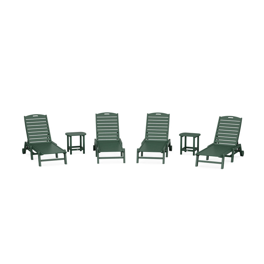 POLYWOOD Nautical Chaise 6-Piece Set with Wheels in Green