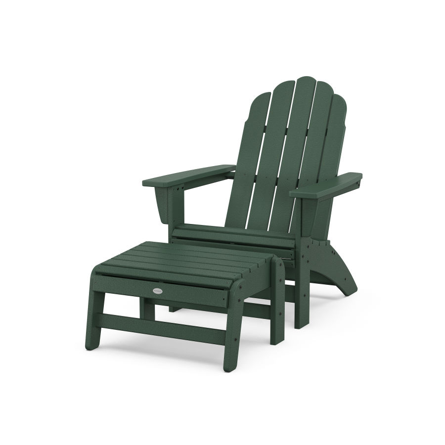 POLYWOOD Vineyard Grand Adirondack Chair with Ottoman in Green