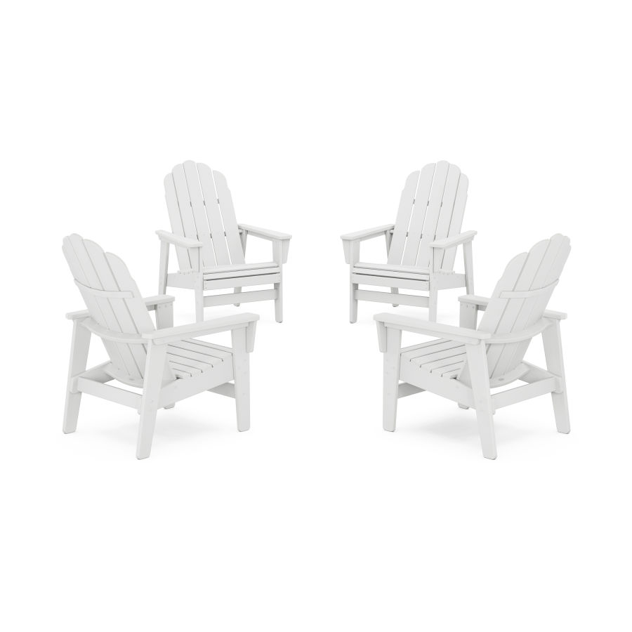 POLYWOOD 4-Piece Vineyard Grand Upright Adirondack Chair Conversation Set in White