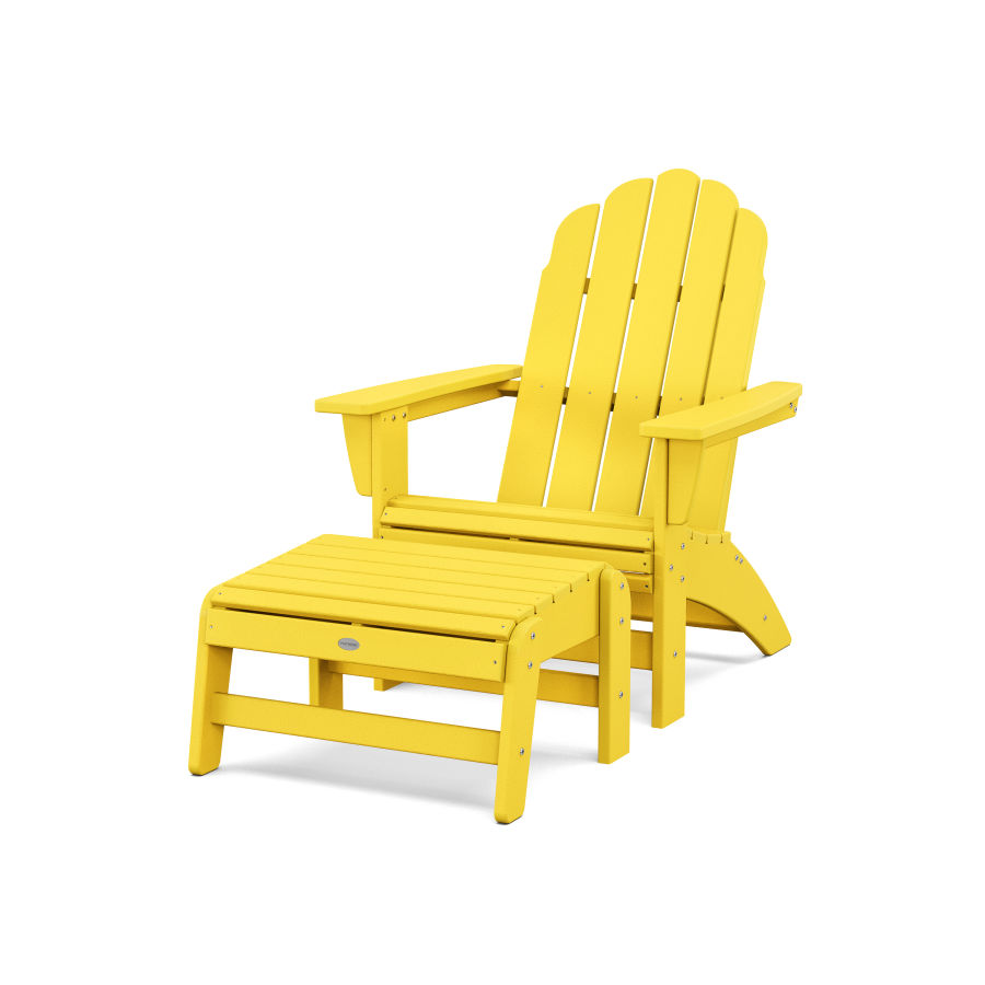 POLYWOOD Vineyard Grand Adirondack Chair with Ottoman in Lemon