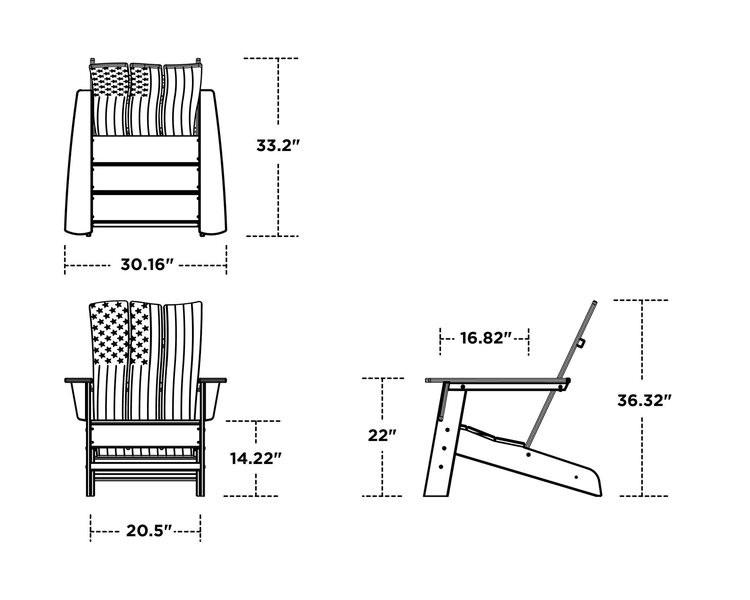Dimensions for All-American Adirondack Chair