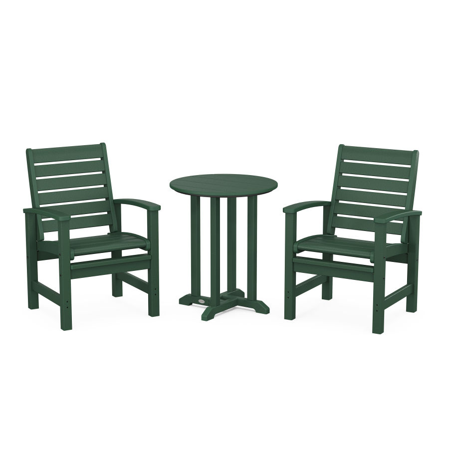 POLYWOOD Signature 3-Piece Round Dining Set in Green