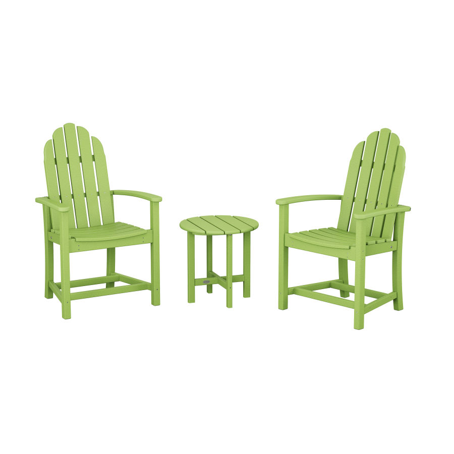 POLYWOOD Classic 3-Piece Upright Adirondack Chair Set in Lime