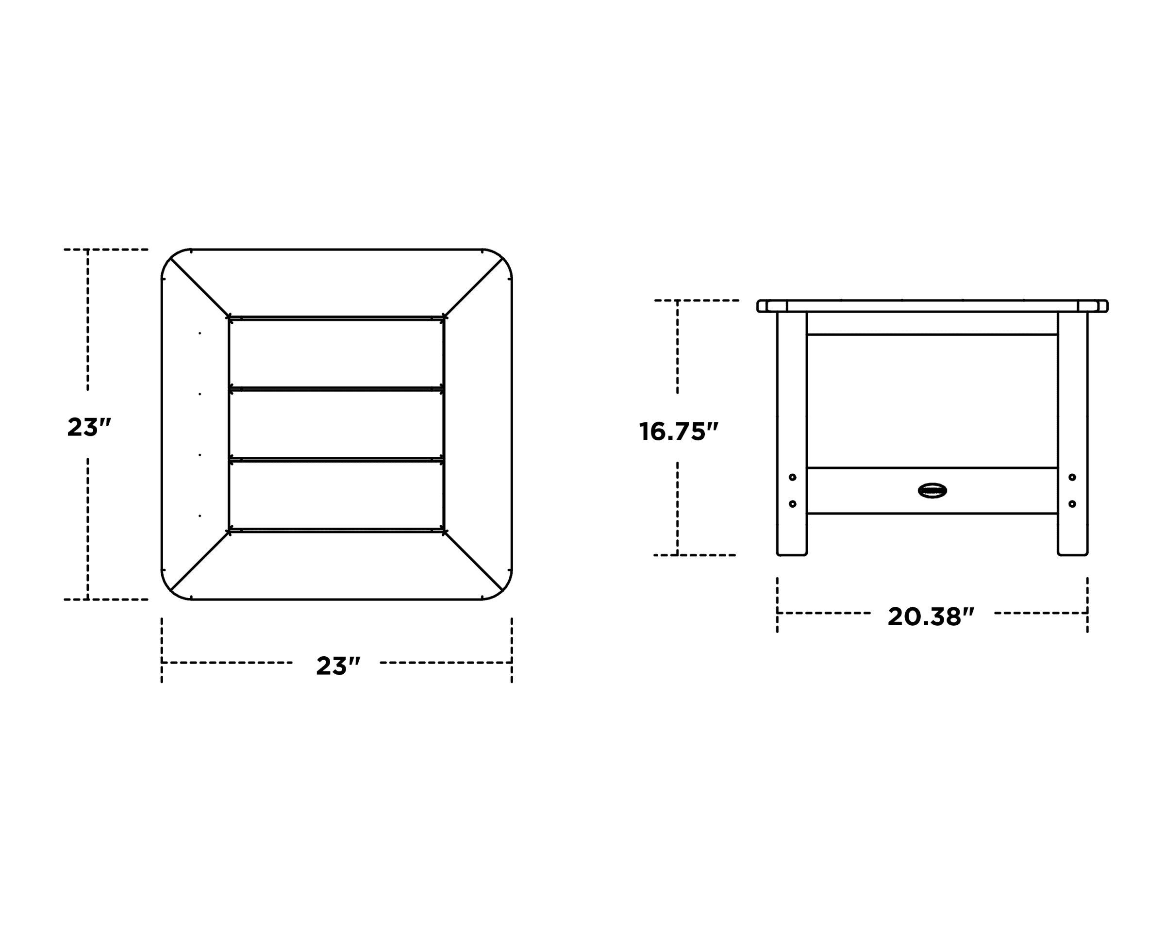 Dimensions for Harbour Slat End Table