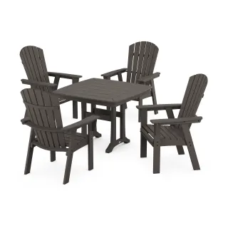 POLYWOOD Nautical Adirondack 5-Piece Dining Set with Trestle Legs in Vintage Finish