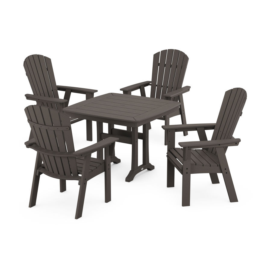 POLYWOOD Nautical Adirondack 5-Piece Dining Set with Trestle Legs in Vintage Coffee