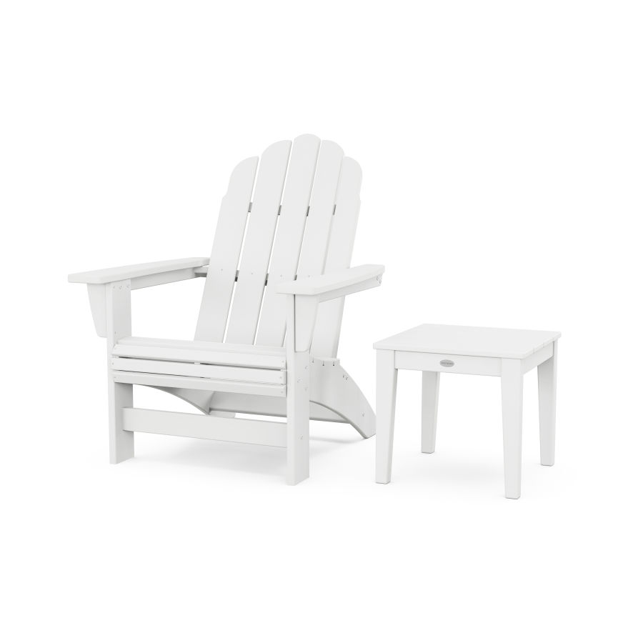 POLYWOOD Vineyard Grand Adirondack Chair with Side Table in White