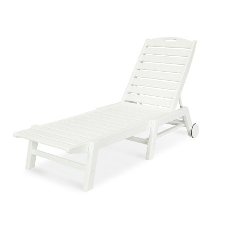 Nautical Chaise with Wheels in Vintage White