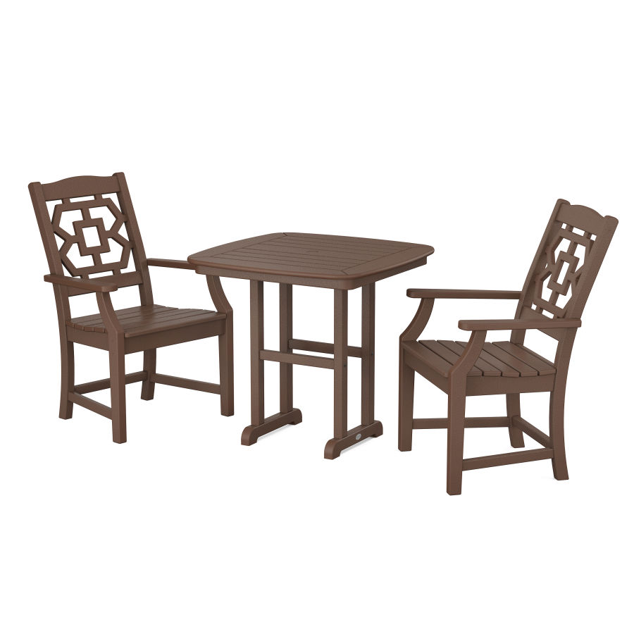 POLYWOOD Chinoiserie 3-Piece Dining Set in Mahogany