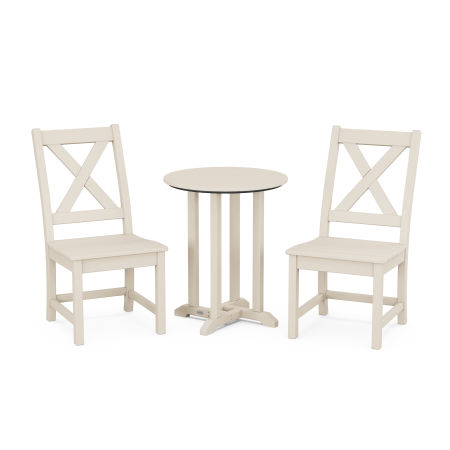 Braxton Side Chair 3-Piece Round Dining Set in Sand