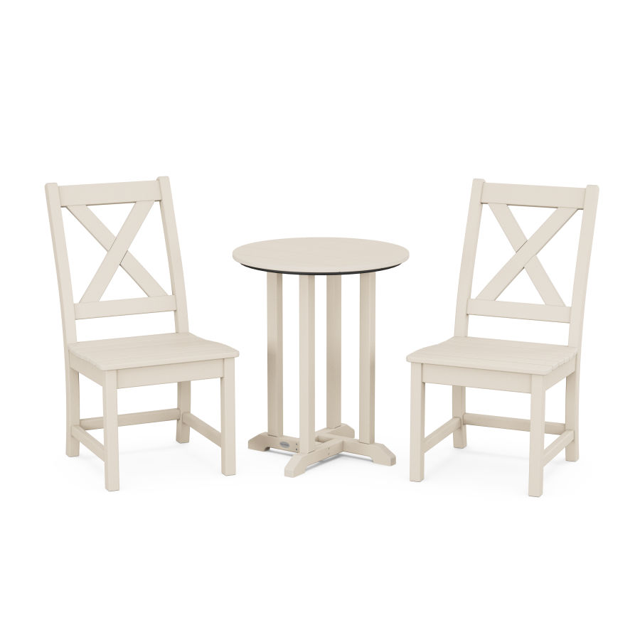 POLYWOOD Braxton Side Chair 3-Piece Round Dining Set in Sand