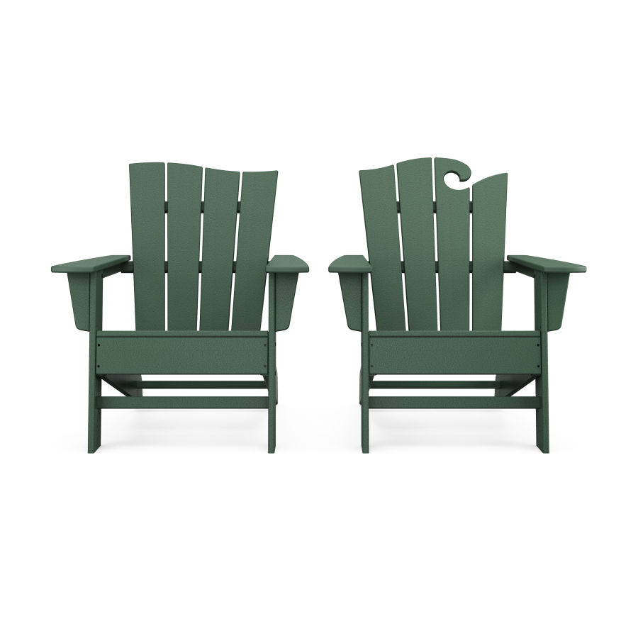 POLYWOOD Wave 2-Piece Adirondack Set with The Wave Chair Left in Green