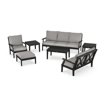 POLYWOOD Braxton 7-Piece Deep Seating Set in Black / Grey Mist