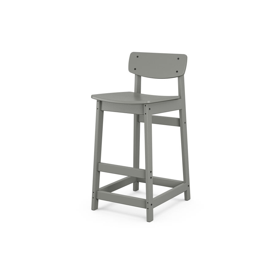 POLYWOOD Modern Studio Urban Lowback Bar Chair in Slate Grey