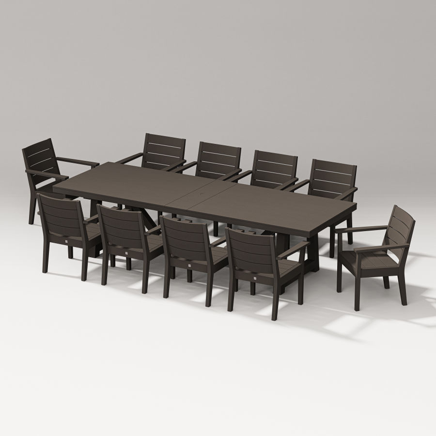 POLYWOOD Latitude 11-Piece A-Frame Table Dining Set in Vintage Coffee