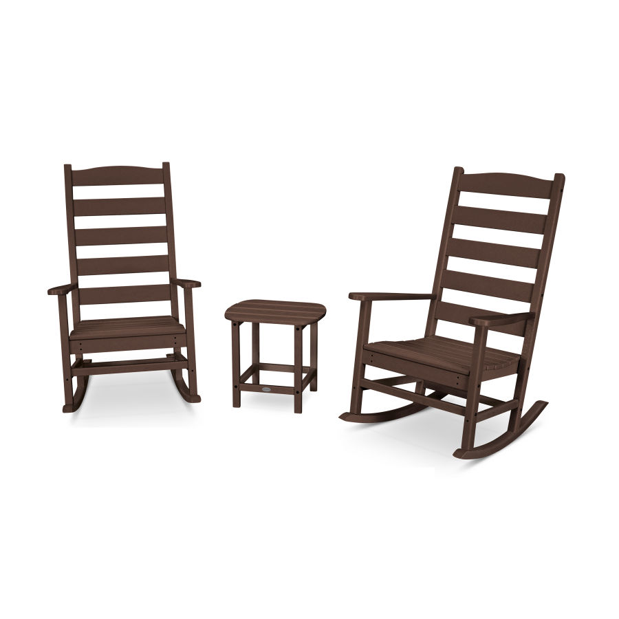 POLYWOOD Shaker 3-Piece Porch Rocking Chair Set in Mahogany