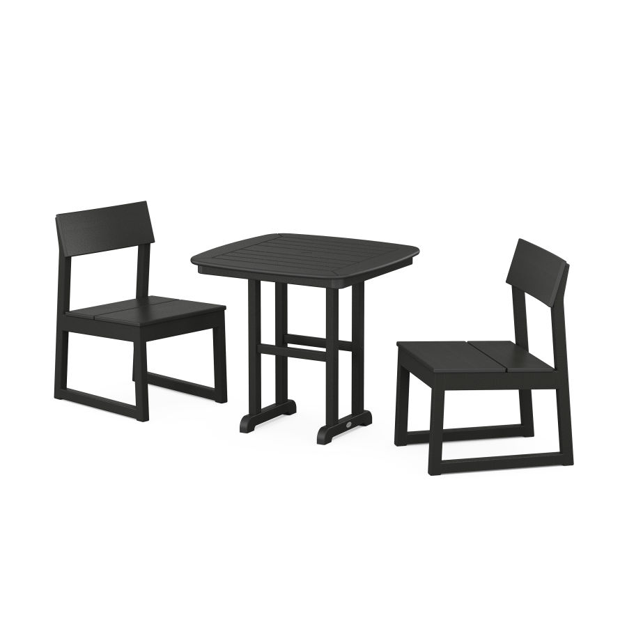 POLYWOOD EDGE Side Chair 3-Piece Dining Set in Black