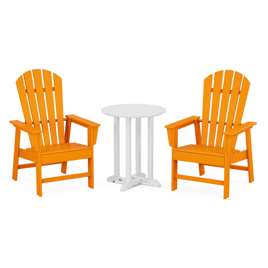POLYWOOD South Beach 3-Piece Round Dining Set in Tangerine