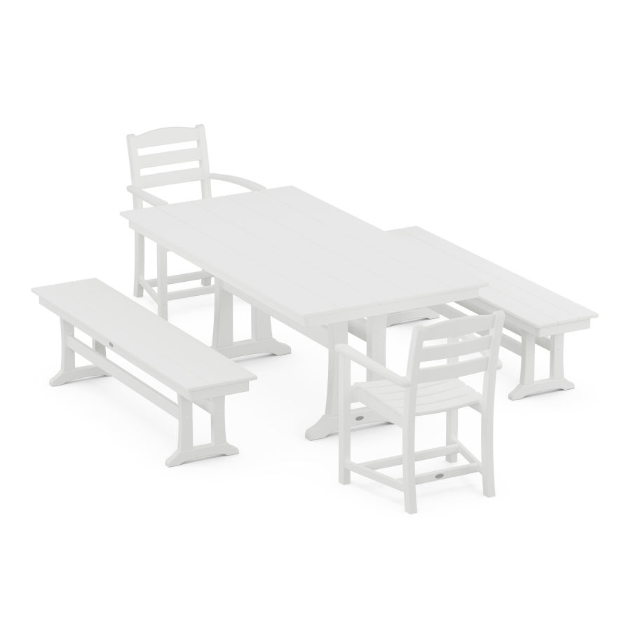 POLYWOOD La Casa Cafe 5-Piece Farmhouse Dining Set With Trestle Legs in White