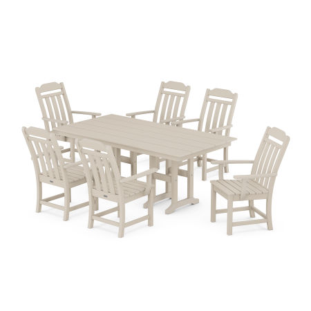 Country Living Arm Chair 7-Piece Farmhouse Dining Set in Sand