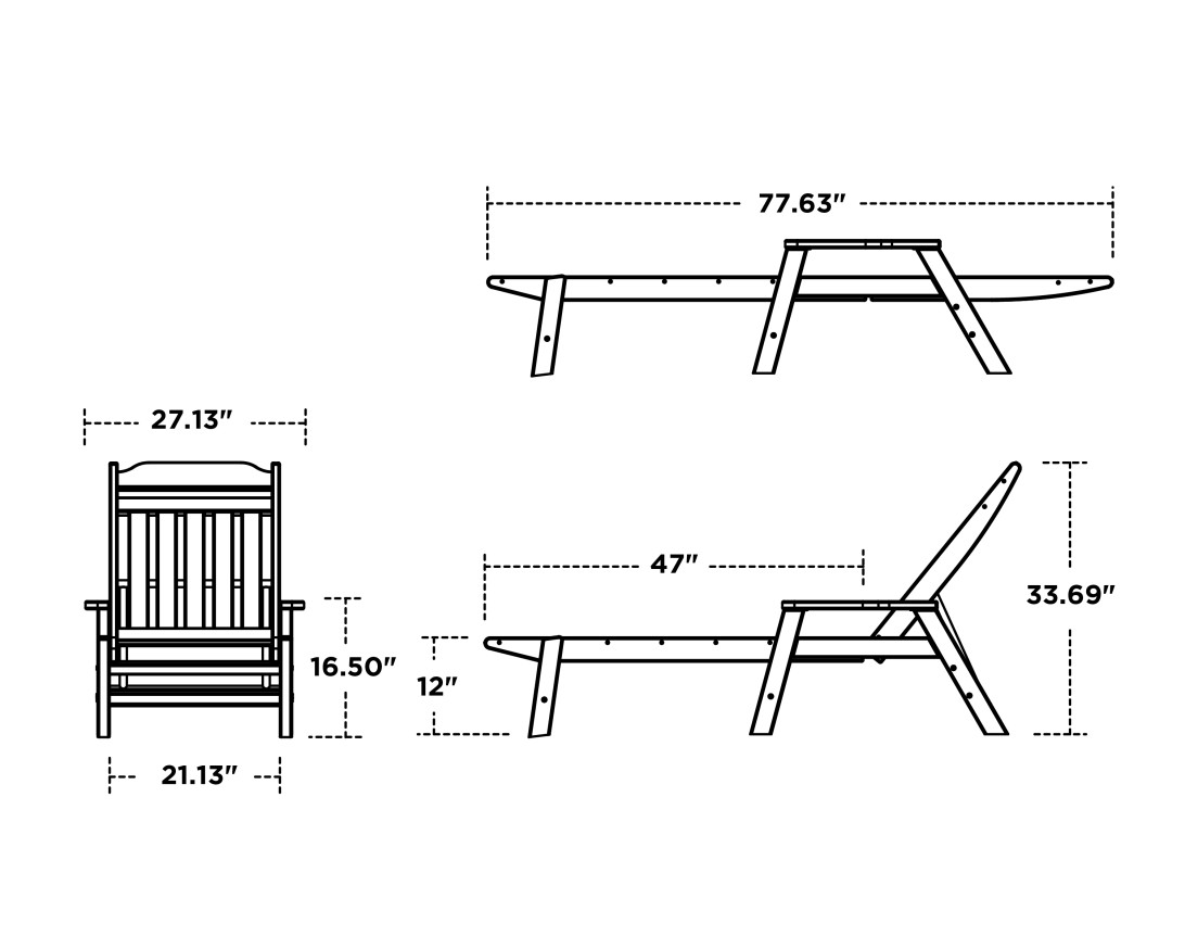 Dimensions for Cottage Chaise with Arms