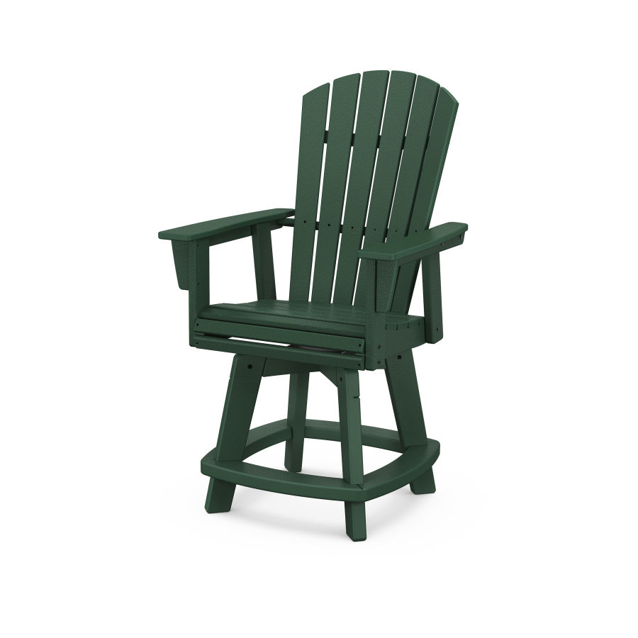 POLYWOOD Nautical Adirondack Swivel Counter Chair in Green