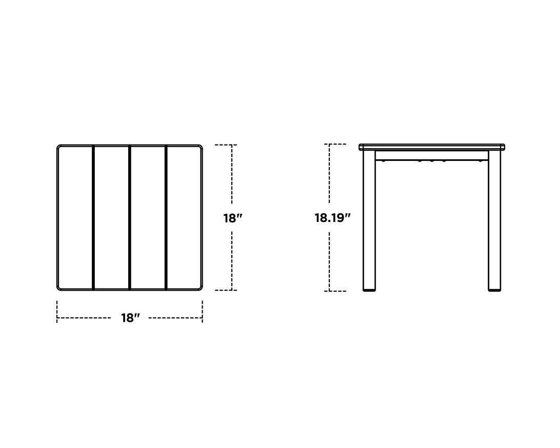 Dimensions for Main Street 18" Side Table