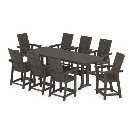 Modern Curveback Adirondack 9-Piece Counter Set with Trestle Legs in Vintage Finish