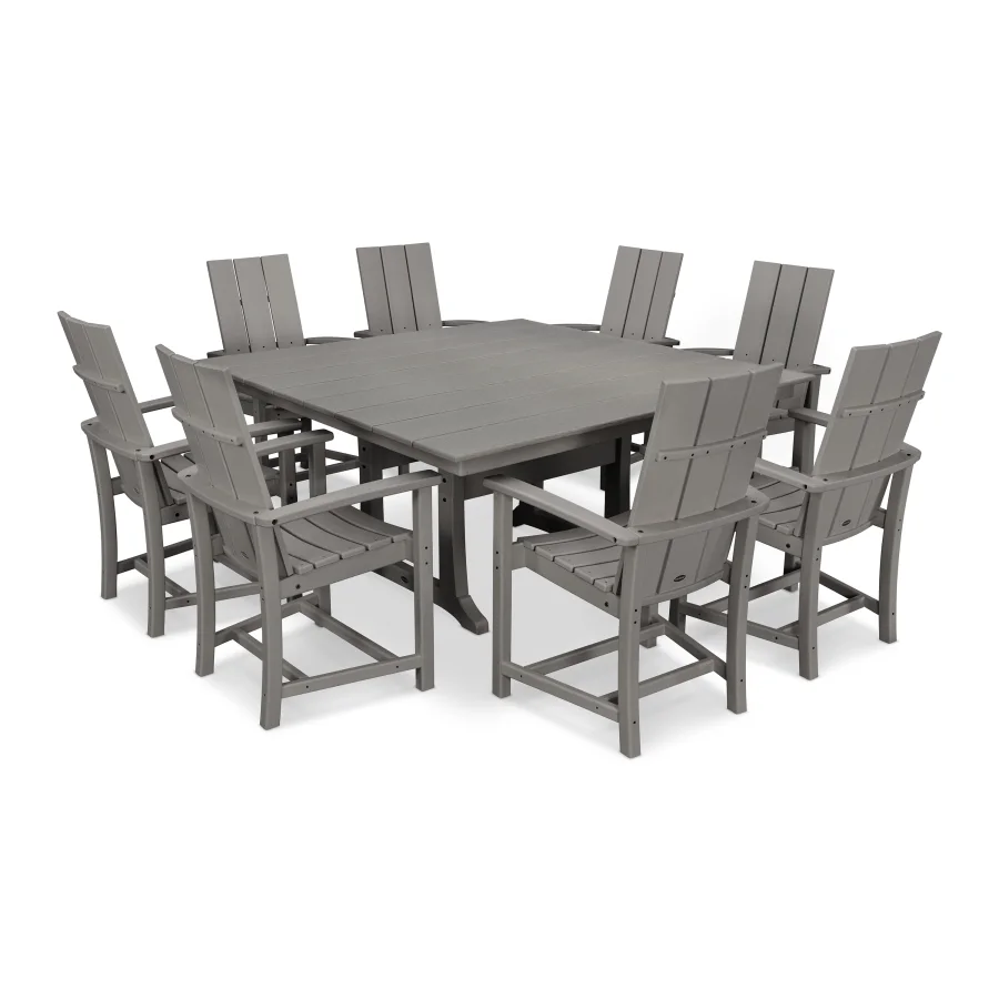 POLYWOOD Modern Adirondack 9-Piece Farmhouse Trestle Dining Set