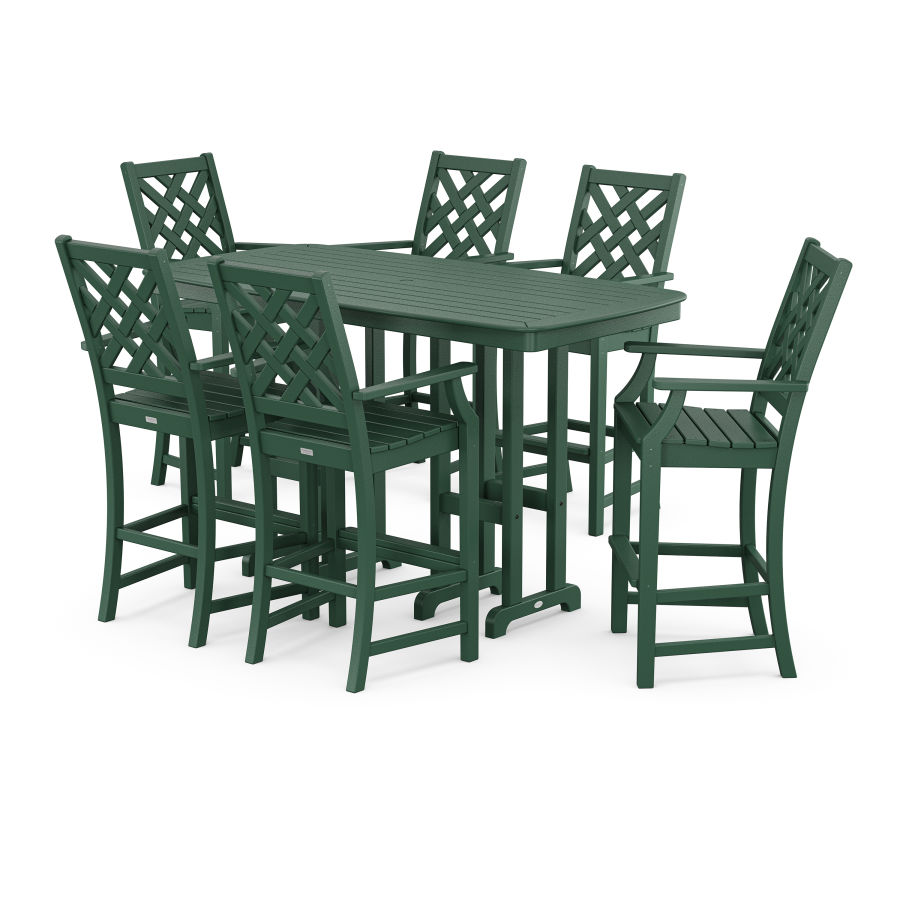 POLYWOOD Wovendale Arm Chair 7-Piece Bar Set in Green