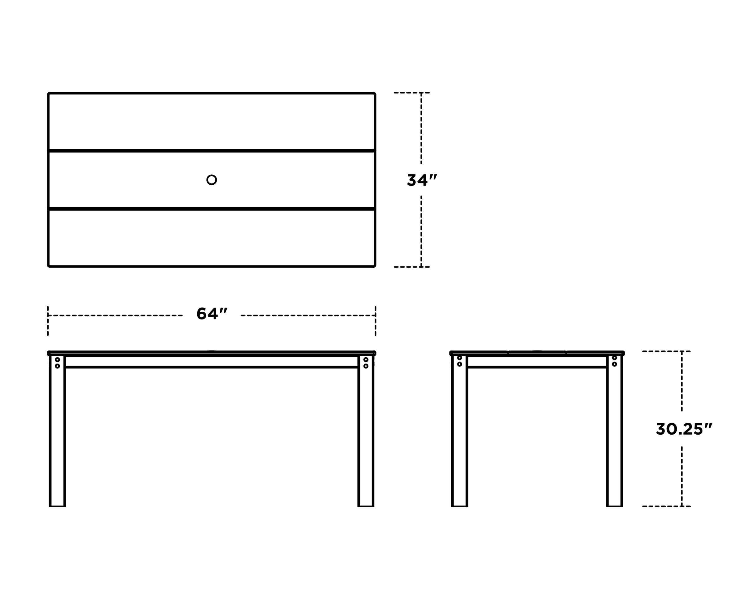 Dimensions for Studio Parsons 34" X 64" Dining Table