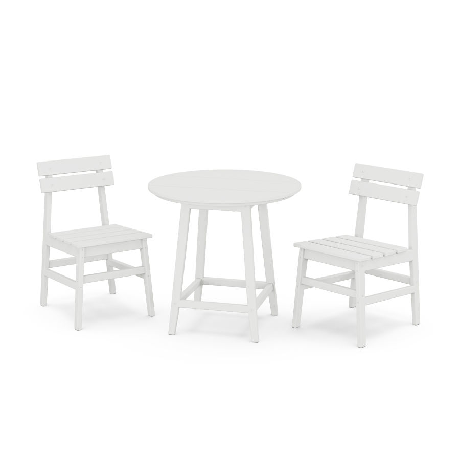 POLYWOOD Modern Studio Plaza Chair 3-Piece Round Bistro Dining Set in White