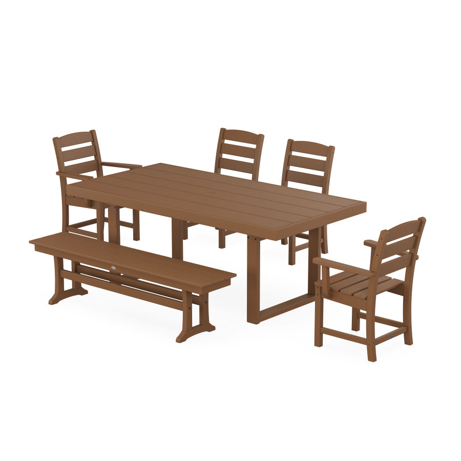 POLYWOOD Lakeside 6-Piece Dining Set with Trestle Legs in Teak