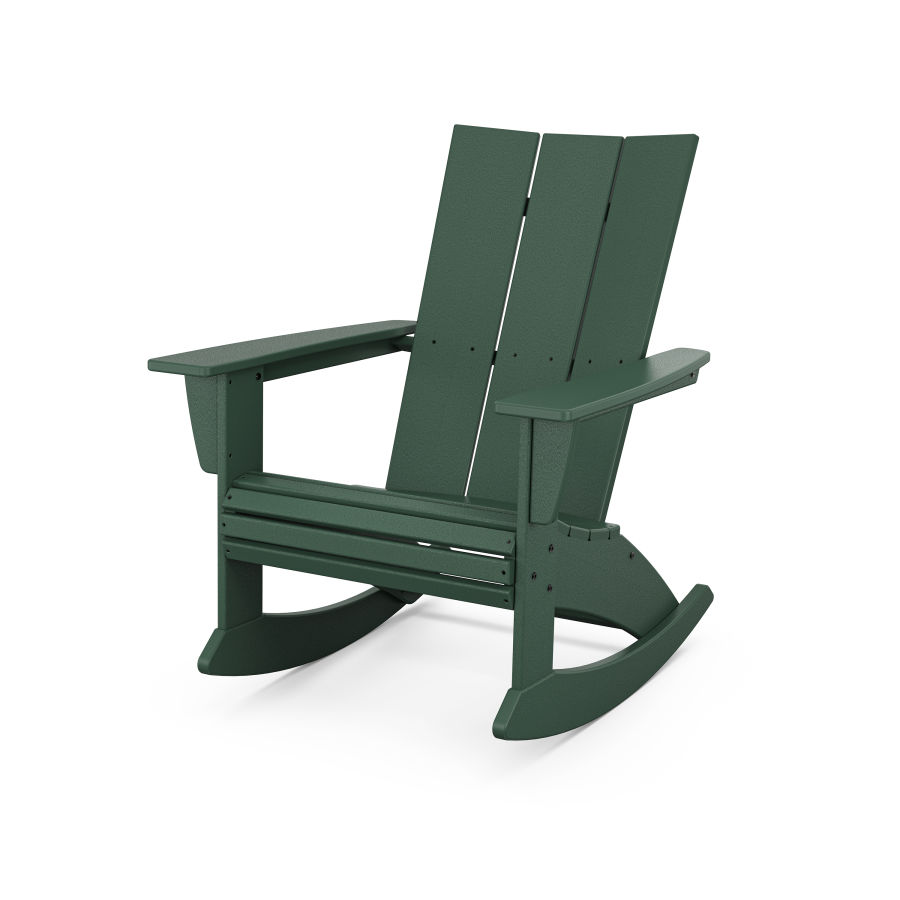 POLYWOOD Modern Curveback Adirondack Rocking Chair in Green