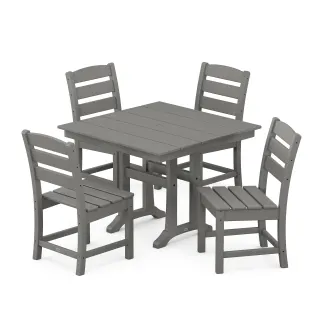 POLYWOOD Lakeside 5-Piece Farmhouse Trestle Side Chair Dining Set