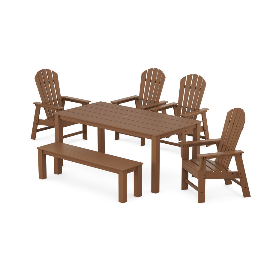 POLYWOOD South Beach 6-Piece Parsons Dining Set with Bench in Teak